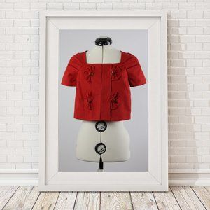 CUTE CROP RED JACKET TOP